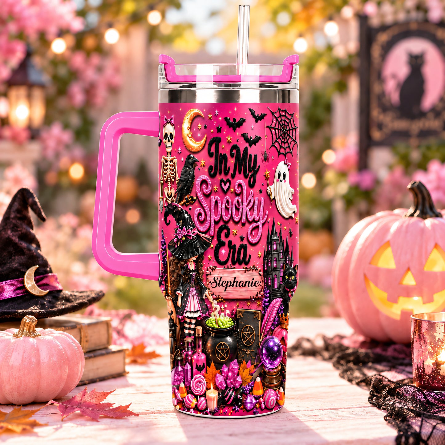 In My Spooky Era - Personalized Pink Halloween 40oz Tumbler With Straw
