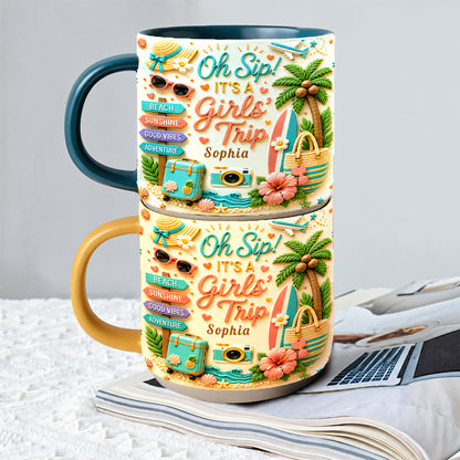 Oh Sip! It's a Girls' Trip - Personalized Pottery Mug - Girls Trip Gifts