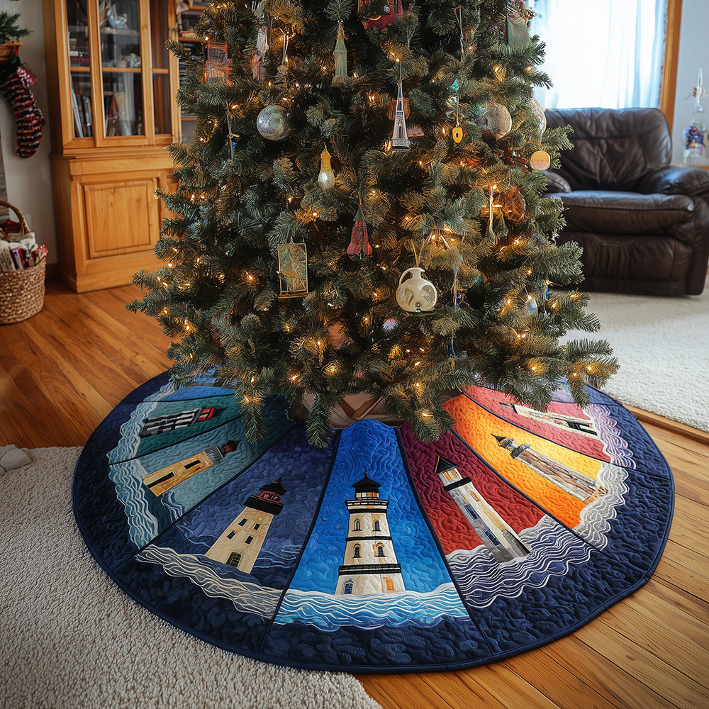 A Day Lighthouse Christmas Quilted Tree Skirt-Myprintsy