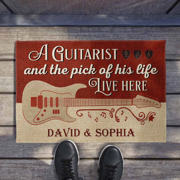 A Guitarist And The Pick Of His Life Here - Personalized Custom Doormat - Gift For Music Lovers-Myprintsy