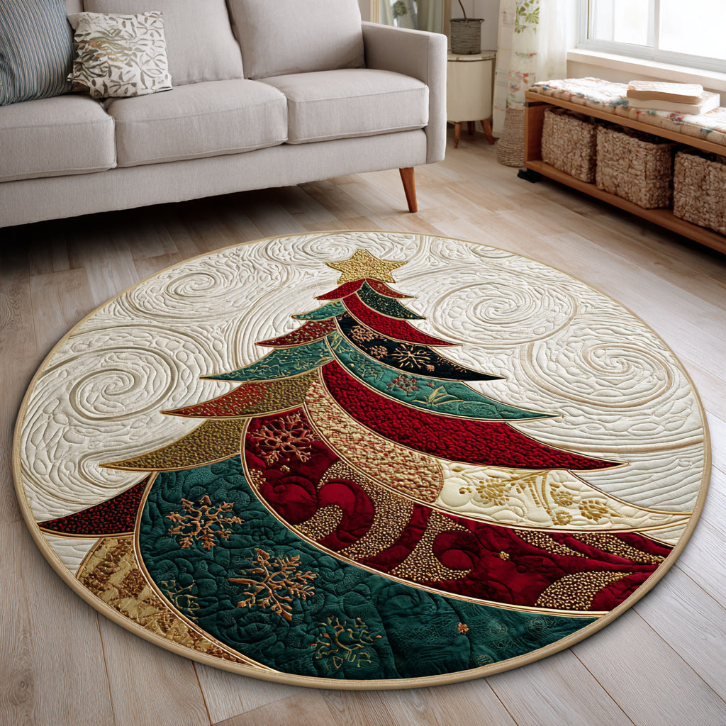Abstract Christmas Tree Quilted Round Mat VTQ-Myprintsy