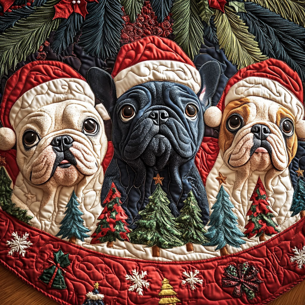 Adorable Frenchie Quilted Christmas Tree Skirt-Myprintsy