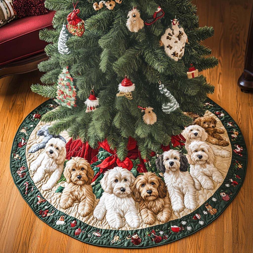 Adorable Labradoodle Christmas Quilted Tree Skirt-Myprintsy