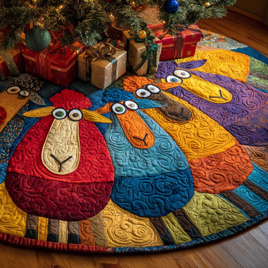 Adorable Sheep Christmas Quilted Tree Skirt-Myprintsy