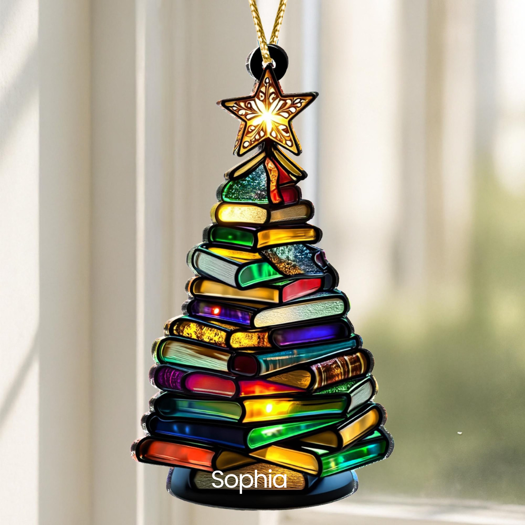 Book Christmas Tree - Gift For Friends, Book Lovers, Family Members - Personalized Acrylic Ornament
