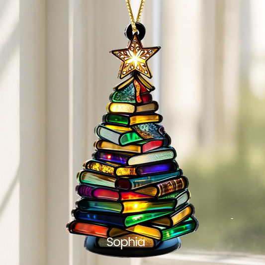 Book Christmas Tree - Gift For Friends, Book Lovers, Family Members - Personalized Acrylic Ornament