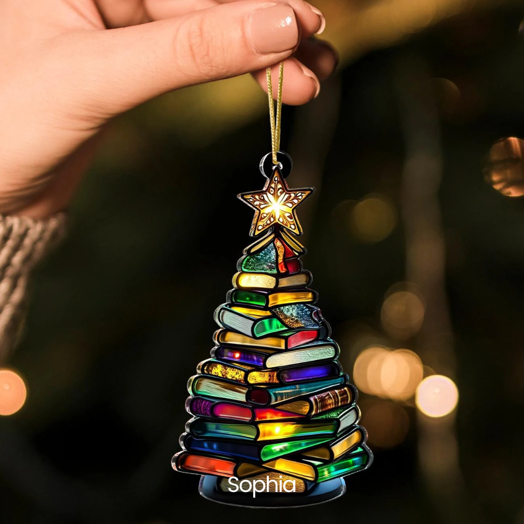 Book Christmas Tree - Gift For Friends, Book Lovers, Family Members - Personalized Acrylic Ornament
