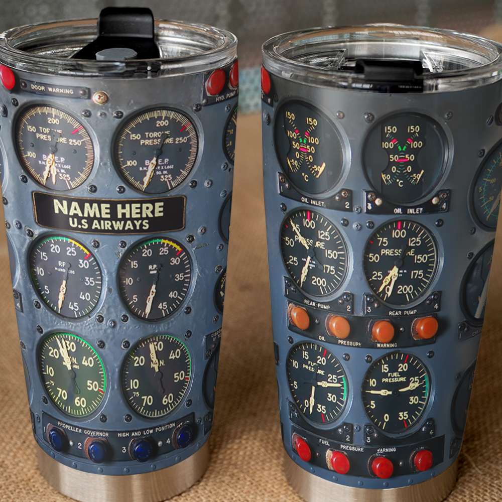 Airplane Dashboard - Personalized Stainless Steel Tumbler-Myprintsy