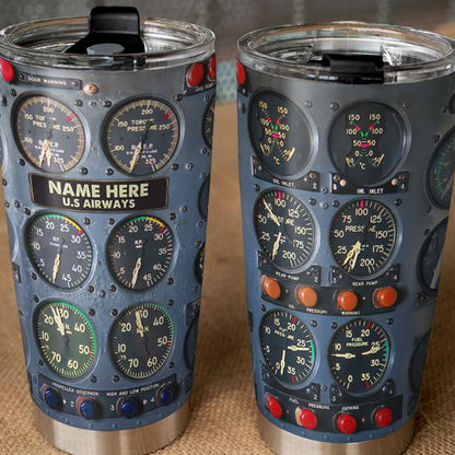 Airplane Dashboard - Personalized Stainless Steel Tumbler-Myprintsy