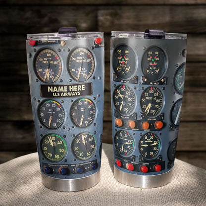 Airplane Dashboard - Personalized Stainless Steel Tumbler-Myprintsy