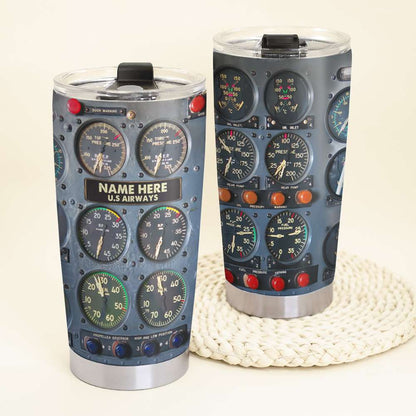 Airplane Dashboard - Personalized Stainless Steel Tumbler-Myprintsy