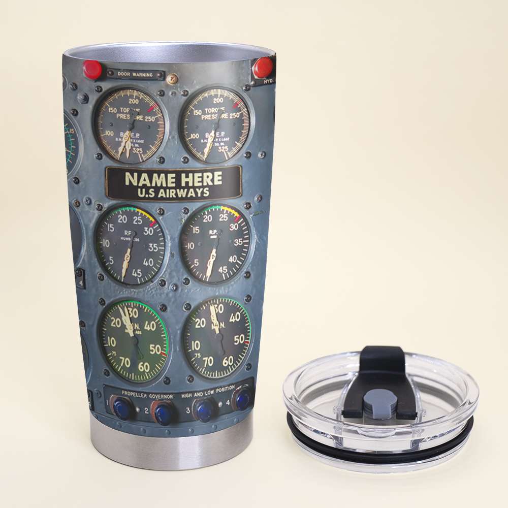 Airplane Dashboard - Personalized Stainless Steel Tumbler-Myprintsy