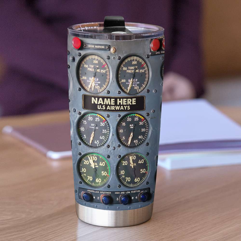 Airplane Dashboard - Personalized Stainless Steel Tumbler-Myprintsy