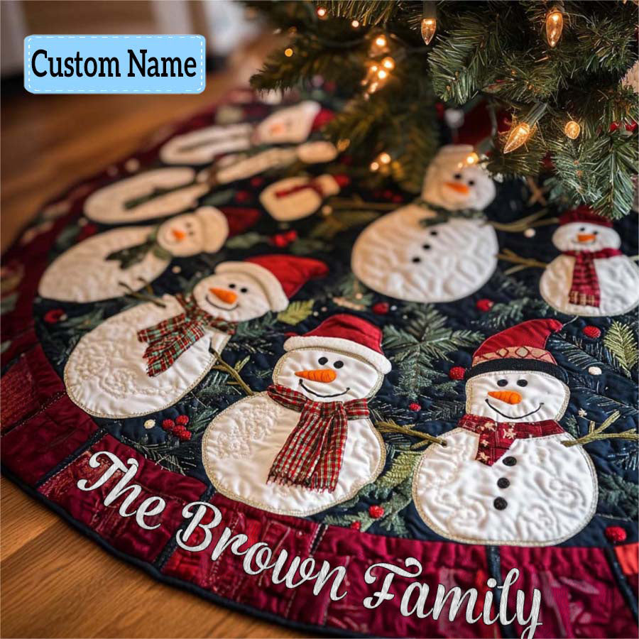 Alpine Joy Personalized Custom Quilted Christmas Tree Skirt VTQ-Myprintsy