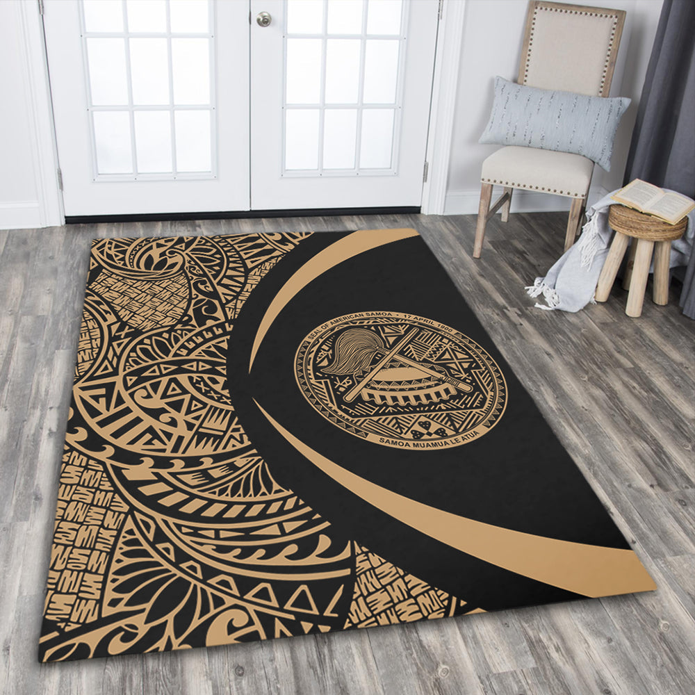 American Samoa Area Rug Lauhala Gold Circle Style-Myprintsy