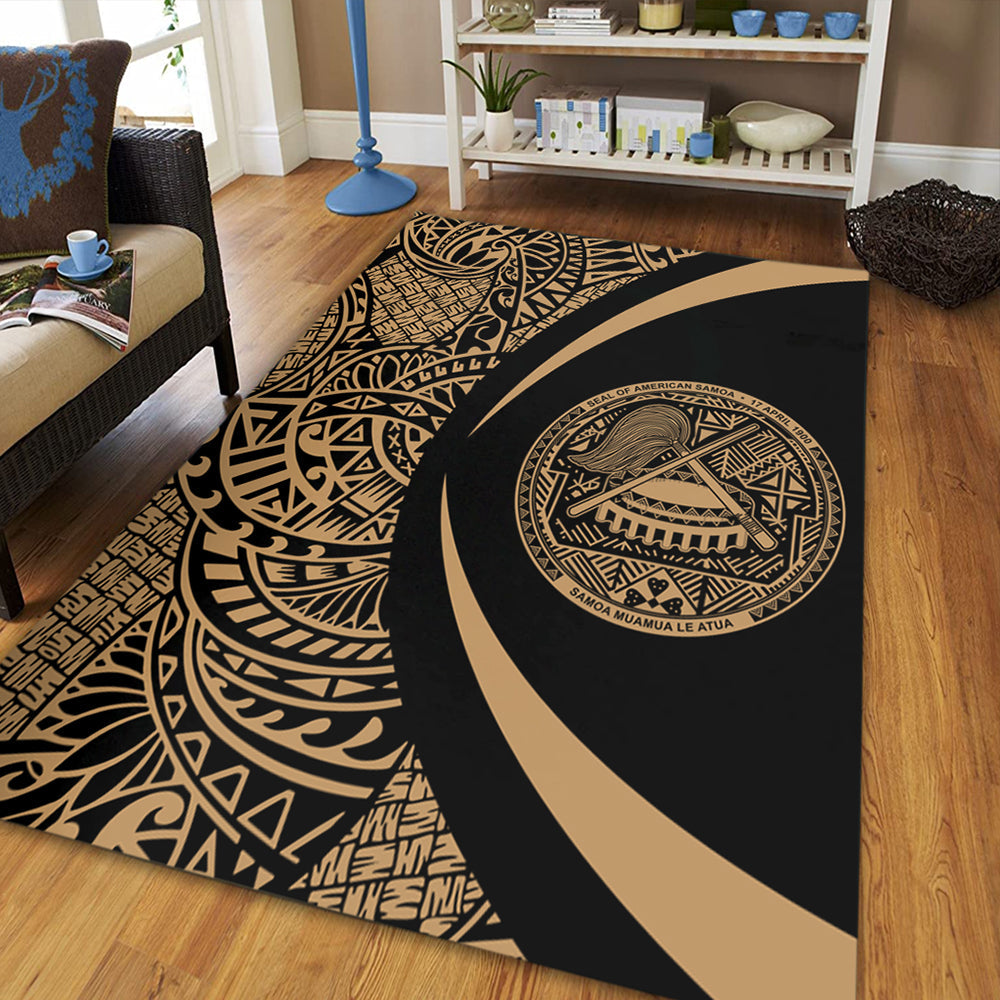 American Samoa Area Rug Lauhala Gold Circle Style-Myprintsy