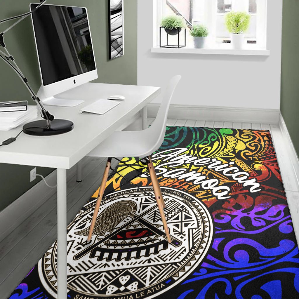 American Samoa Area Rug - Rainbow Polynesian Pattern-Myprintsy