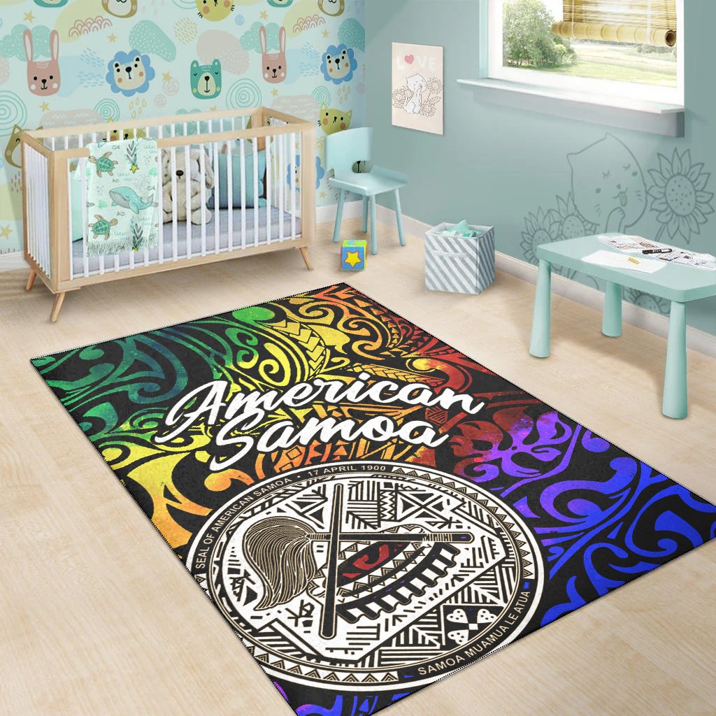 American Samoa Area Rug - Rainbow Polynesian Pattern-Myprintsy