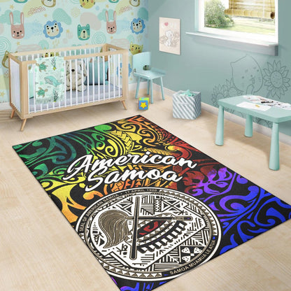 American Samoa Area Rug - Rainbow Polynesian Pattern-Myprintsy