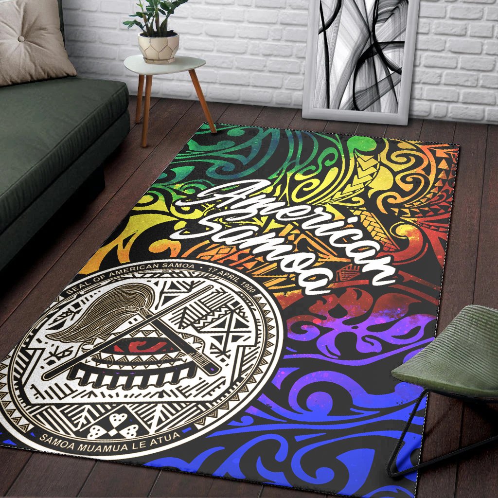 American Samoa Area Rug - Rainbow Polynesian Pattern-Myprintsy