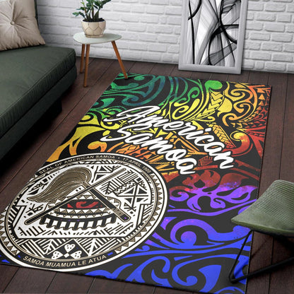 American Samoa Area Rug - Rainbow Polynesian Pattern-Myprintsy