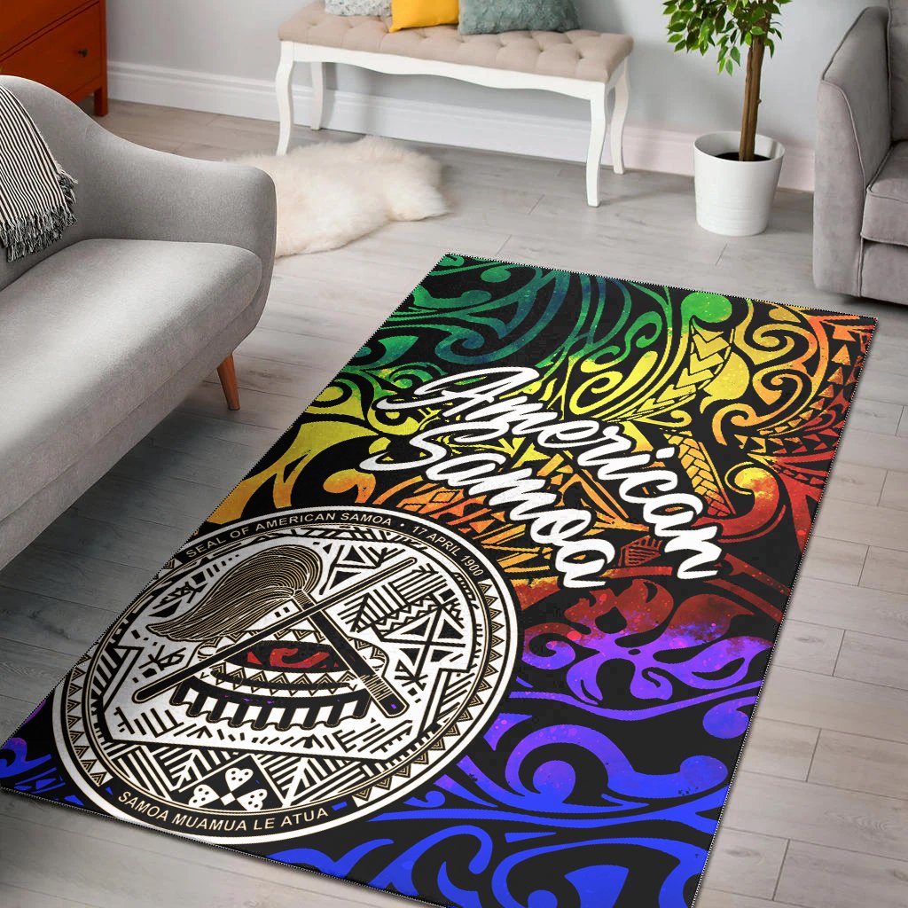 American Samoa Area Rug - Rainbow Polynesian Pattern-Myprintsy
