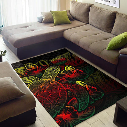 American Samoa Area Rugs Turtle Hibiscus Reggae-Myprintsy