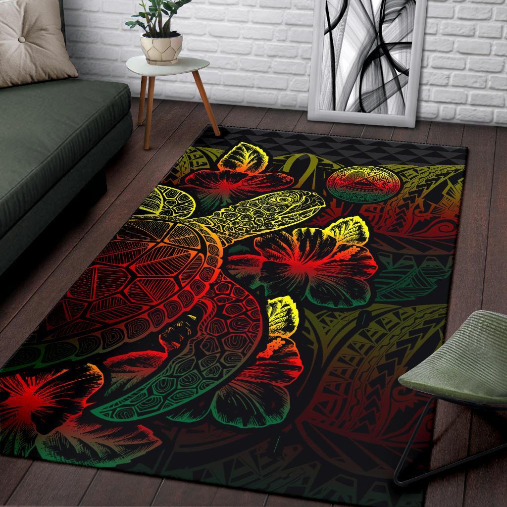 American Samoa Area Rugs Turtle Hibiscus Reggae-Myprintsy