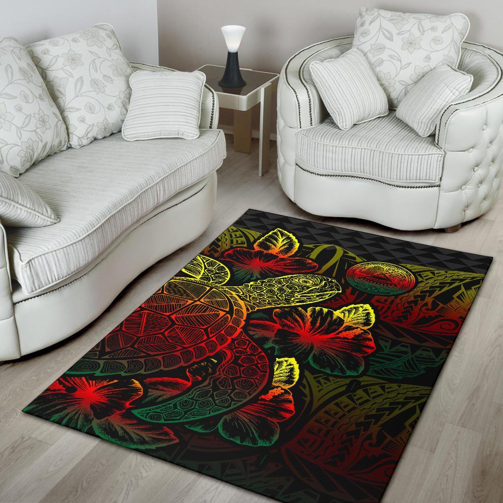 American Samoa Area Rugs Turtle Hibiscus Reggae-Myprintsy