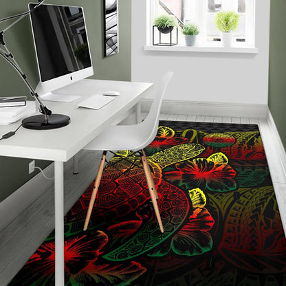 American Samoa Area Rugs Turtle Hibiscus Reggae-Myprintsy