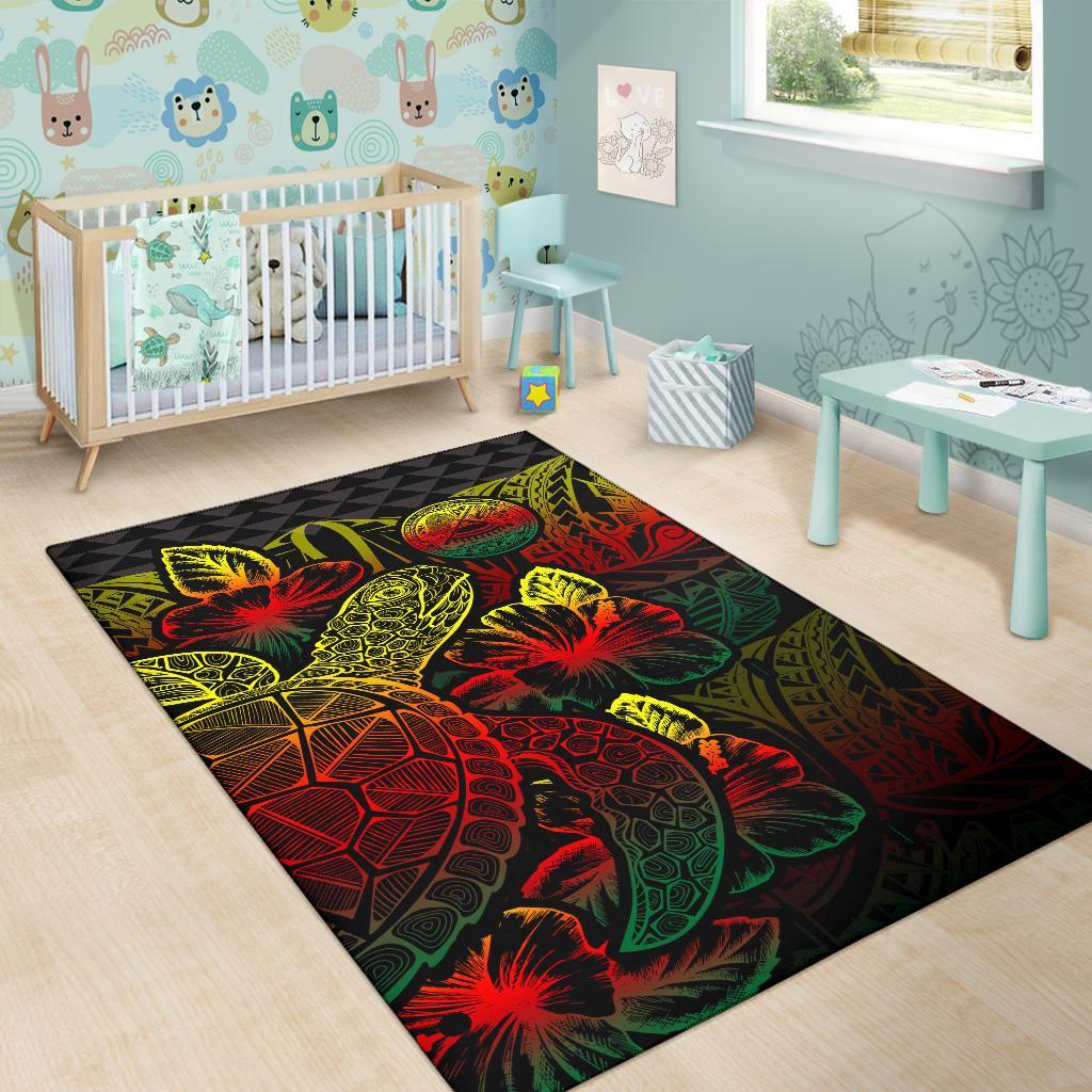 American Samoa Area Rugs Turtle Hibiscus Reggae-Myprintsy
