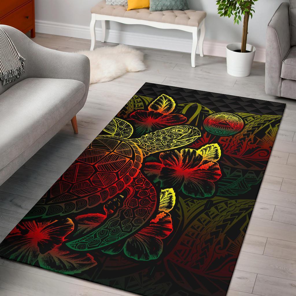 American Samoa Area Rugs Turtle Hibiscus Reggae-Myprintsy