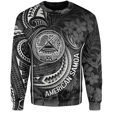 American Samoa Custom Personalised Sweatshirt Seal Tribal Patterns Tropical Flowers Curve Style-Myprintsy