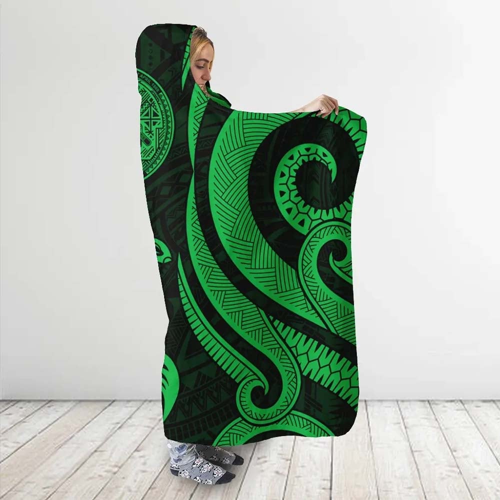 American Samoa Hooded Blanket - Green Tentacle Turtle-Myprintsy