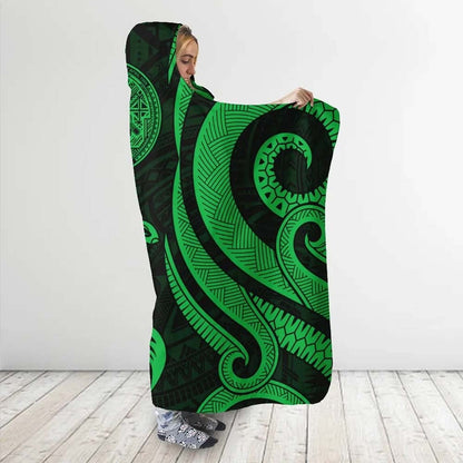 American Samoa Hooded Blanket - Green Tentacle Turtle-Myprintsy