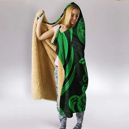 American Samoa Hooded Blanket - Green Tentacle Turtle-Myprintsy
