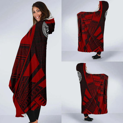 American Samoa Hooded Blanket - Polynesian Tattoo Red-Myprintsy