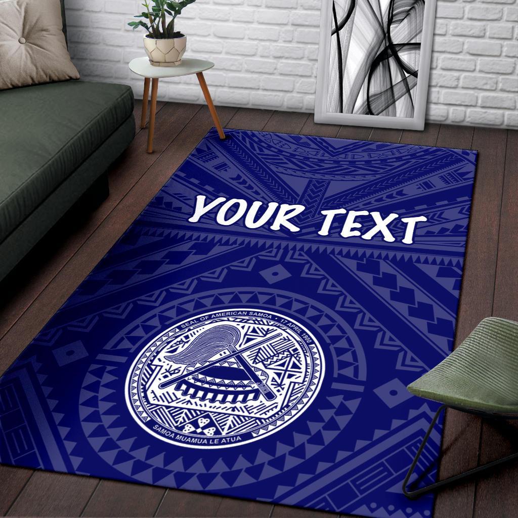American Samoa Personalised Area Rug - Seal In Polynesian Tattoo Style (Blue) -BN25-Myprintsy
