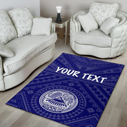 American Samoa Personalised Area Rug - Seal In Polynesian Tattoo Style (Blue) -BN25-Myprintsy