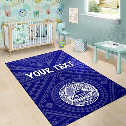 American Samoa Personalised Area Rug - Seal In Polynesian Tattoo Style (Blue) -BN25-Myprintsy