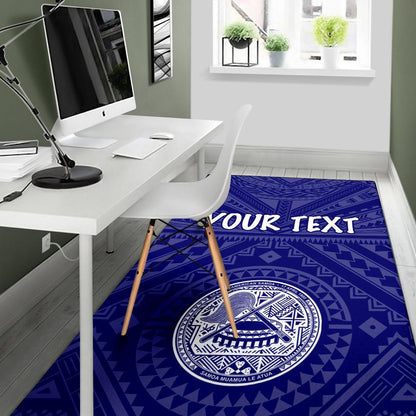 American Samoa Personalised Area Rug - Seal In Polynesian Tattoo Style (Blue) -BN25-Myprintsy