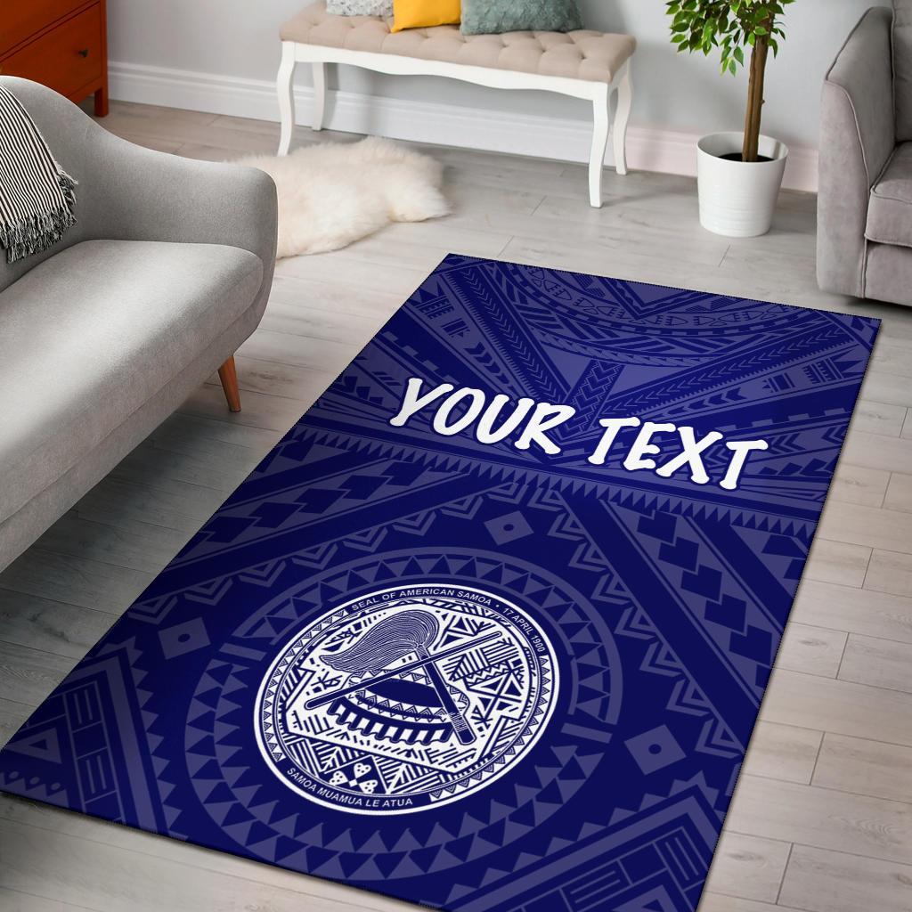 American Samoa Personalised Area Rug - Seal In Polynesian Tattoo Style (Blue) -BN25-Myprintsy