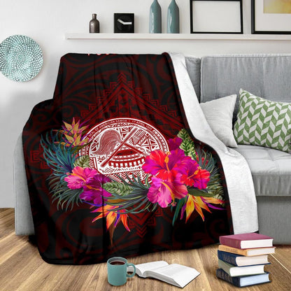 American Samoa Personalised Premium Blanket - Coat Of Arm With Polynesian Patterns-Myprintsy