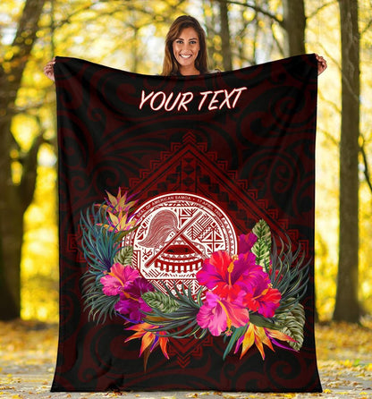 American Samoa Personalised Premium Blanket - Coat Of Arm With Polynesian Patterns-Myprintsy