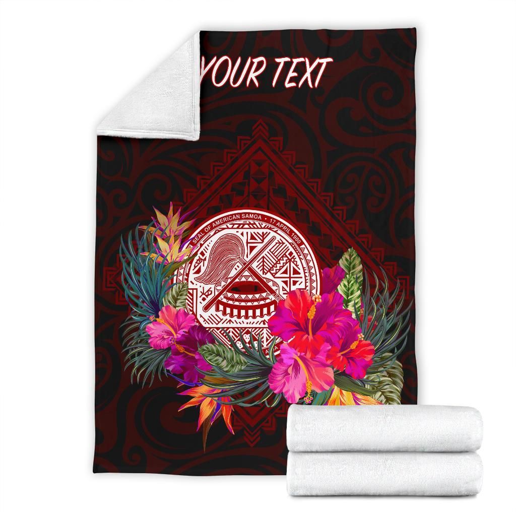 American Samoa Personalised Premium Blanket - Coat Of Arm With Polynesian Patterns-Myprintsy