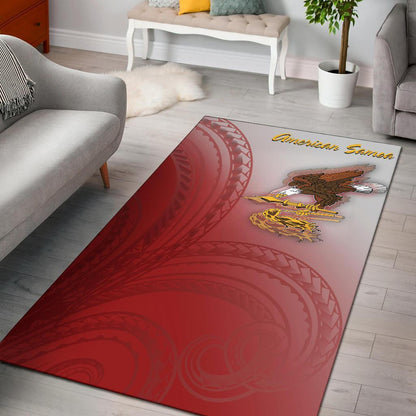 American Samoa Polynesian Area Rug - Bald Eagle (Red)-Myprintsy