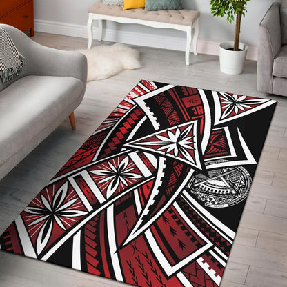 American Samoa Polynesian Area Rug - Tribal Flower Special Pattern Red Color-Myprintsy