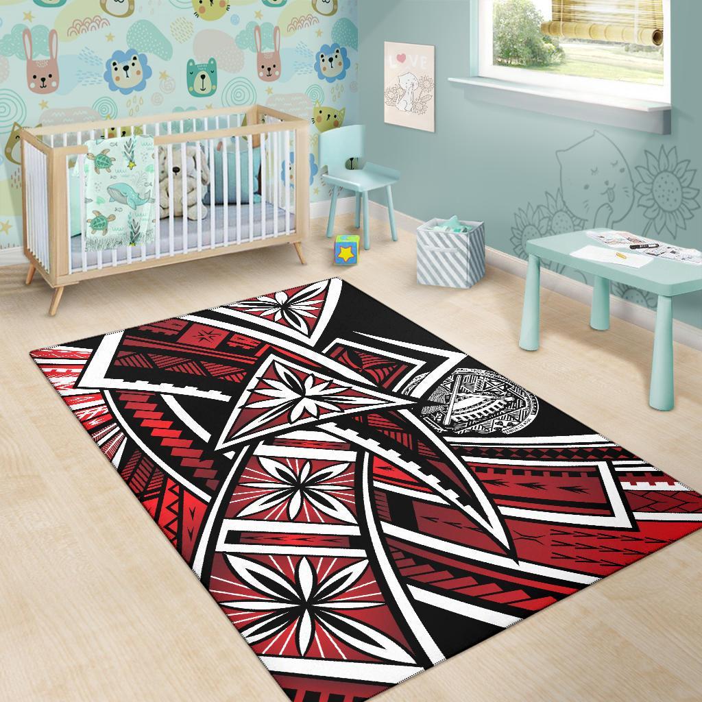 American Samoa Polynesian Area Rug - Tribal Flower Special Pattern Red Color-Myprintsy