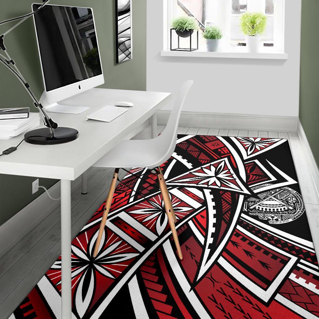 American Samoa Polynesian Area Rug - Tribal Flower Special Pattern Red Color-Myprintsy