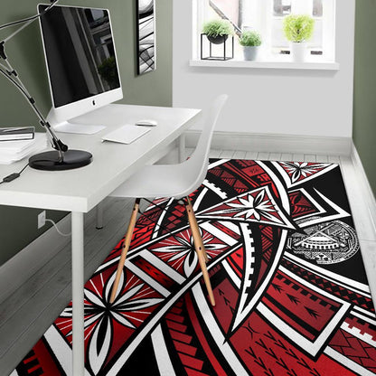 American Samoa Polynesian Area Rug - Tribal Flower Special Pattern Red Color-Myprintsy